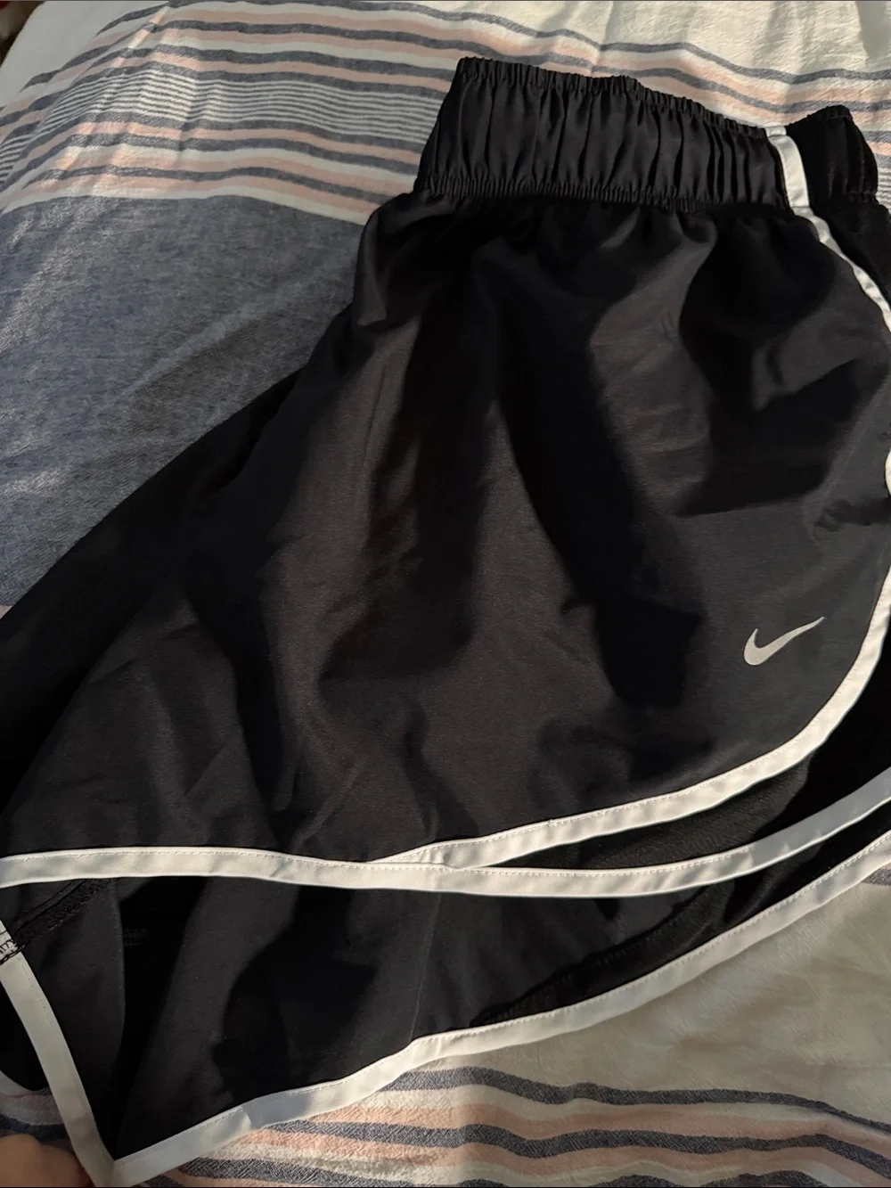 Nike Black Women's Athletic Shorts with White Piping